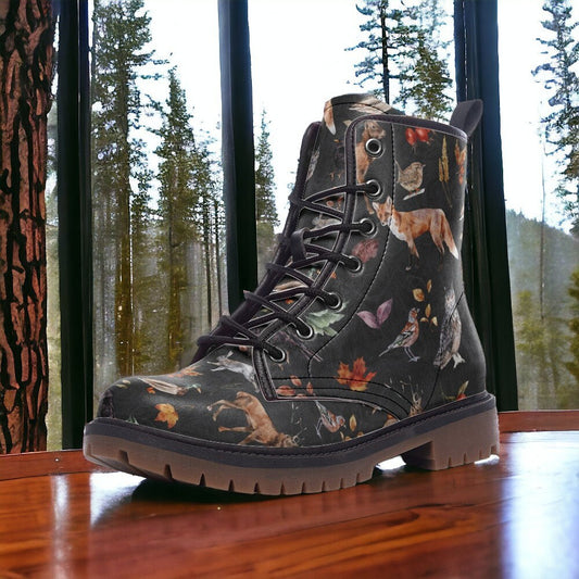 Forestcore Accessory, Combat Boots, Mens Leather Boots, Witch Shoes, Gift for Fox Lover, Women's Platform, Cottagecore, Dark Academia Gift