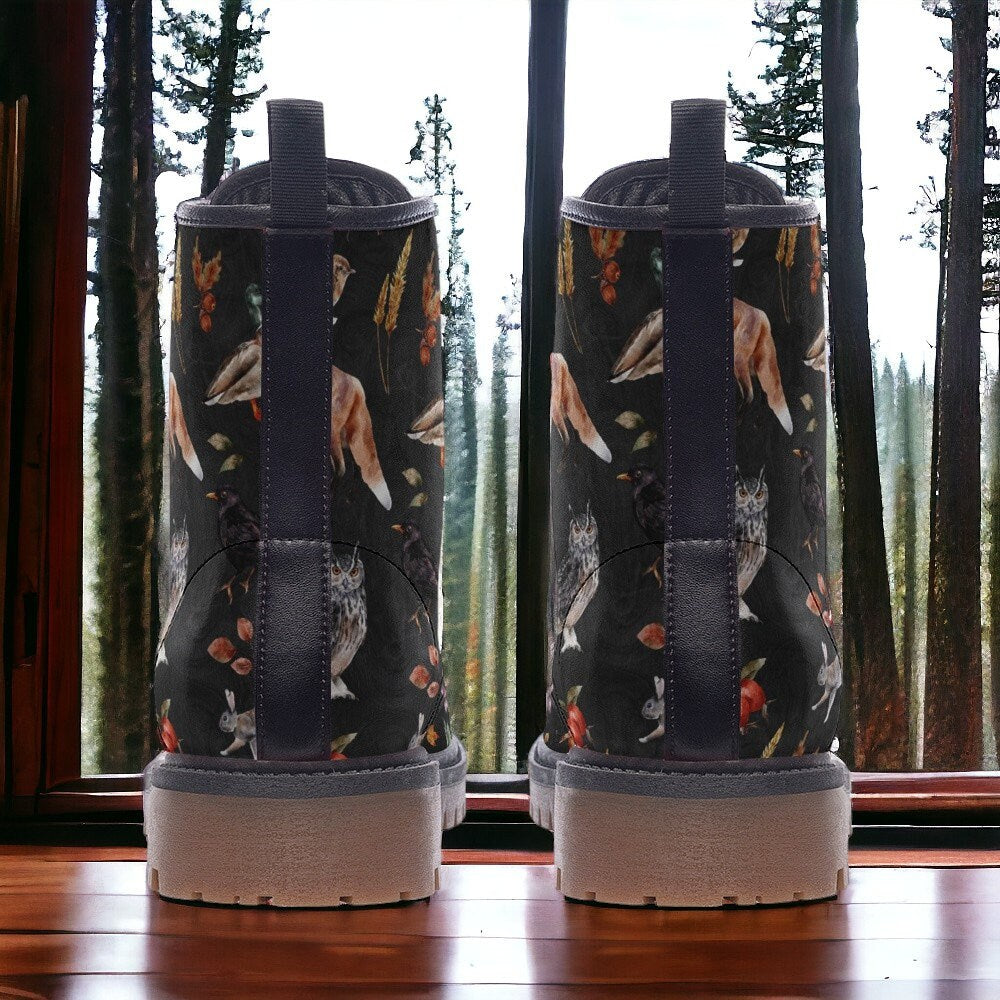 Forestcore Accessory, Combat Boots, Mens Leather Boots, Witch Shoes, Gift for Fox Lover, Women's Platform, Cottagecore, Dark Academia Gift