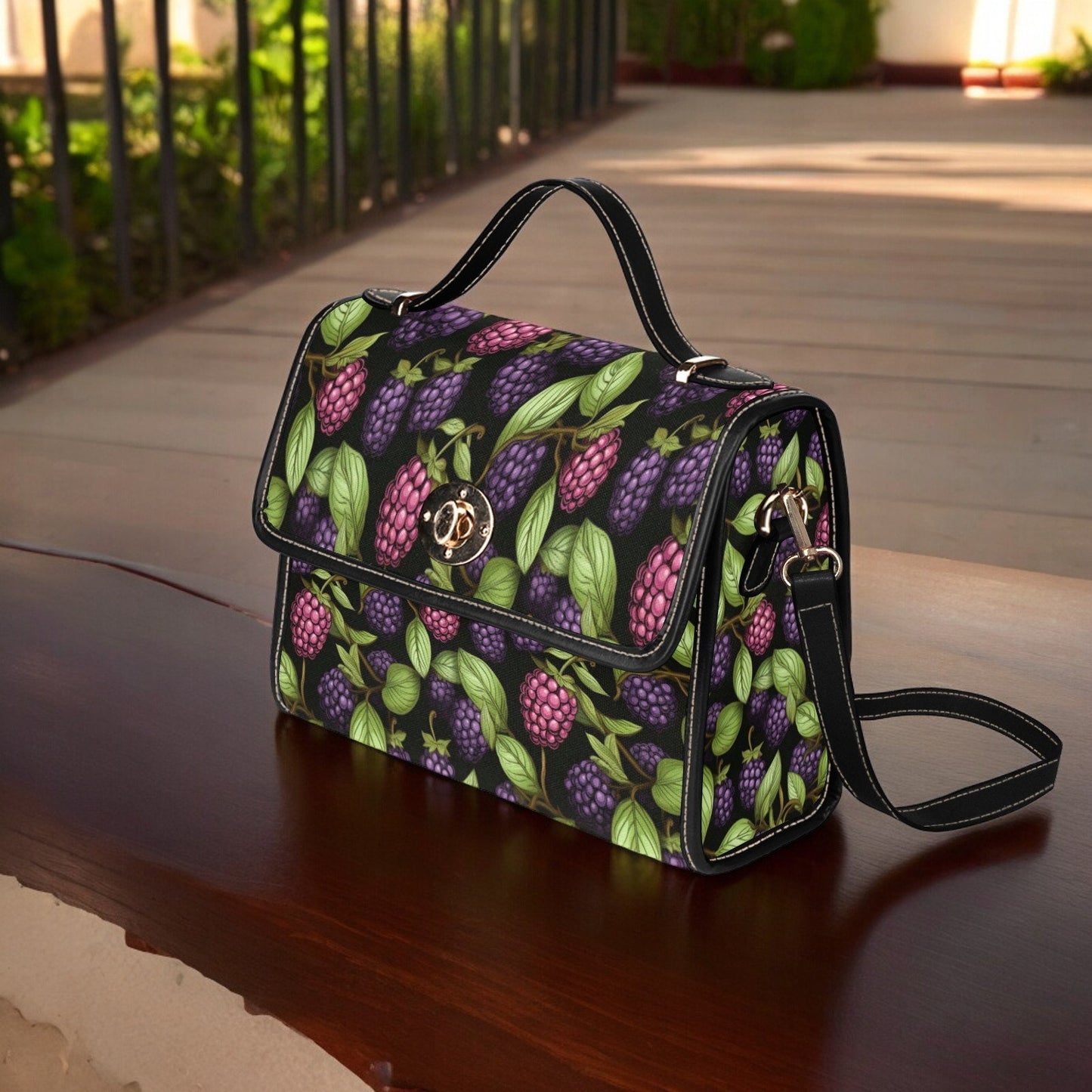 Satchel, Canvas Crossbody Bag, Moody Purse, Tote Bag, Cross Body Bag, Fruit Bag, Summer Purse, Blackberries Bag, Raspberry Purse