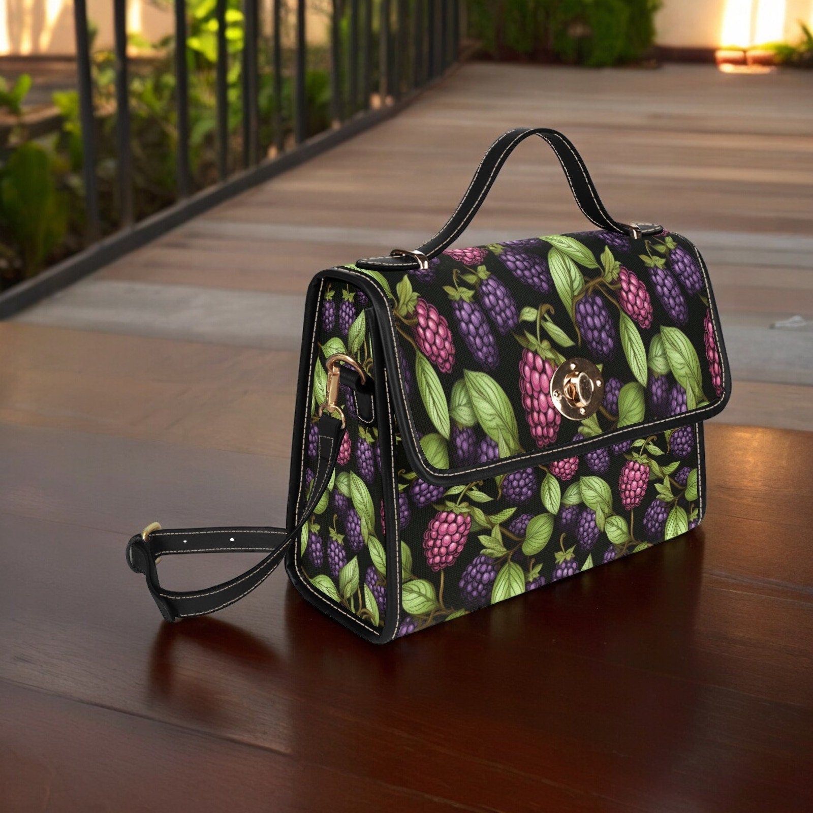 Satchel, Canvas Crossbody Bag, Moody Purse, Tote Bag, Cross Body Bag, Fruit Bag, Summer Purse, Blackberries Bag, Raspberry Purse