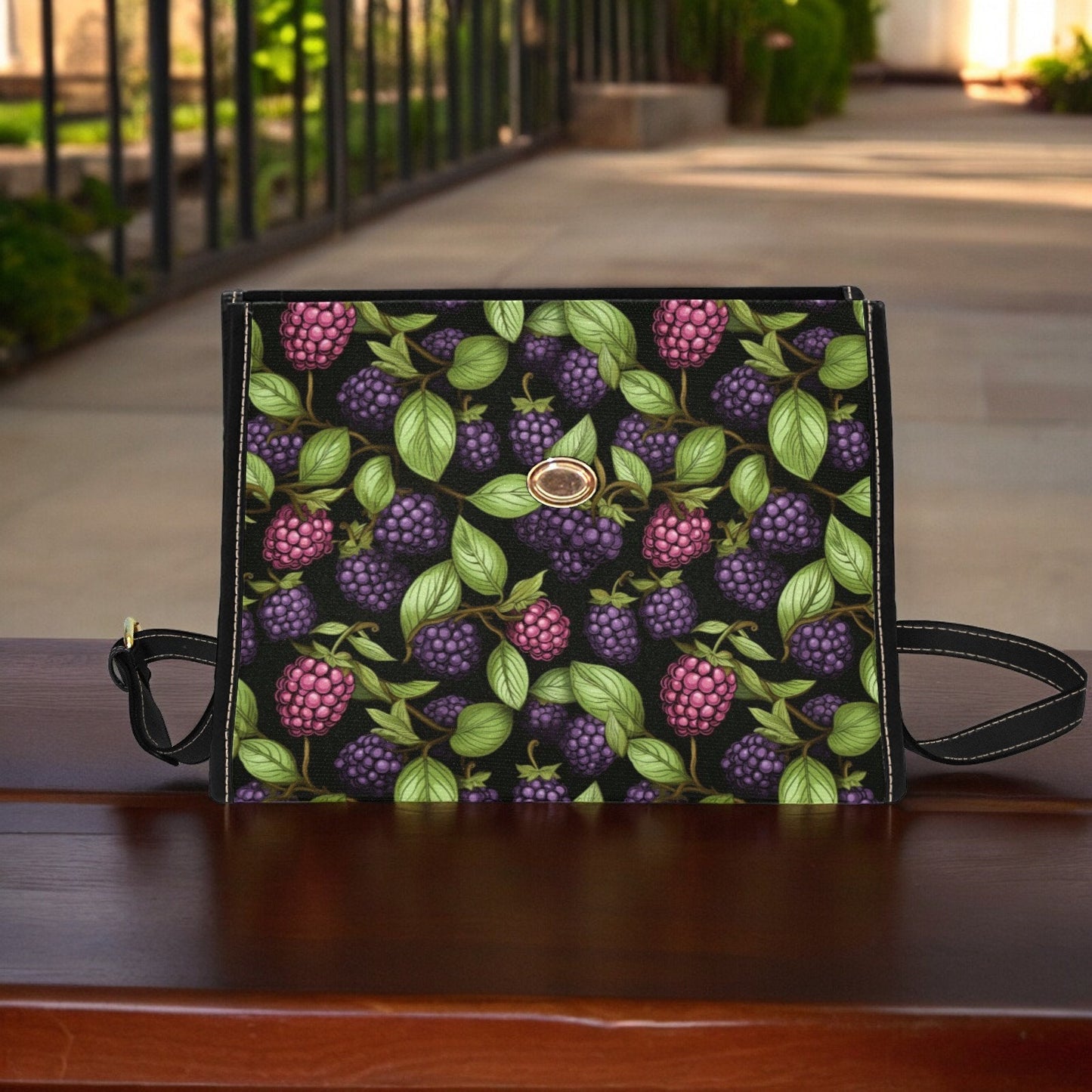 Satchel, Canvas Crossbody Bag, Moody Purse, Tote Bag, Cross Body Bag, Fruit Bag, Summer Purse, Blackberries Bag, Raspberry Purse