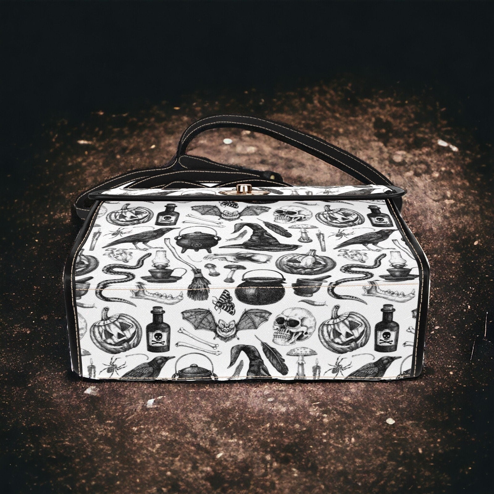 Canvas Bag, Halloween Bag, October Outfit, Crossbody Bag, Pumpkin Spice, Gift for Witchy Lovers, Cute Purse, Satchel Bag