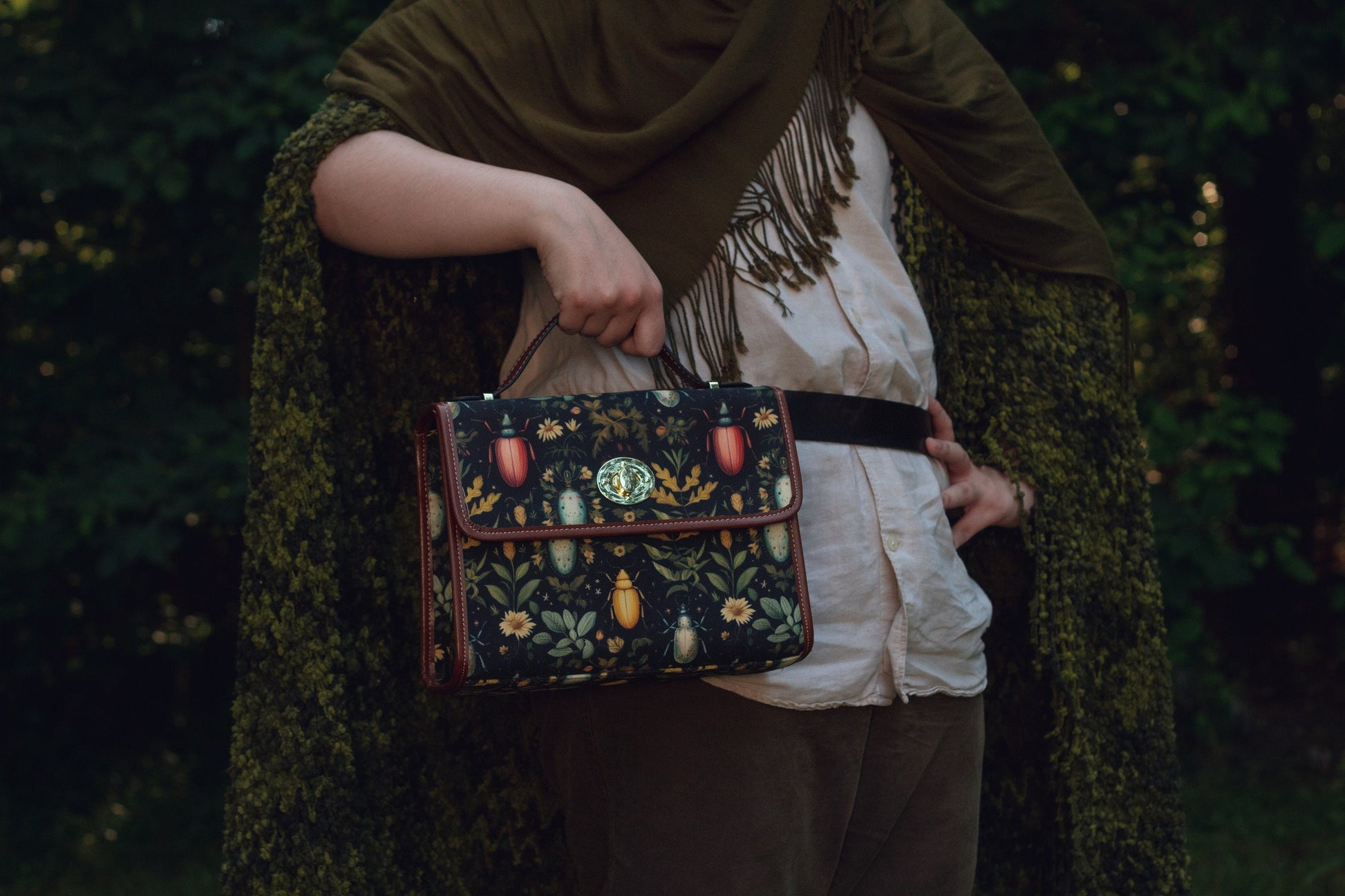 Bug Bag Entomology Cottagecore Satchel Bag Boho Wildflowers Gift Cute Women Cross Body Purse Cottagecore Farmers Market