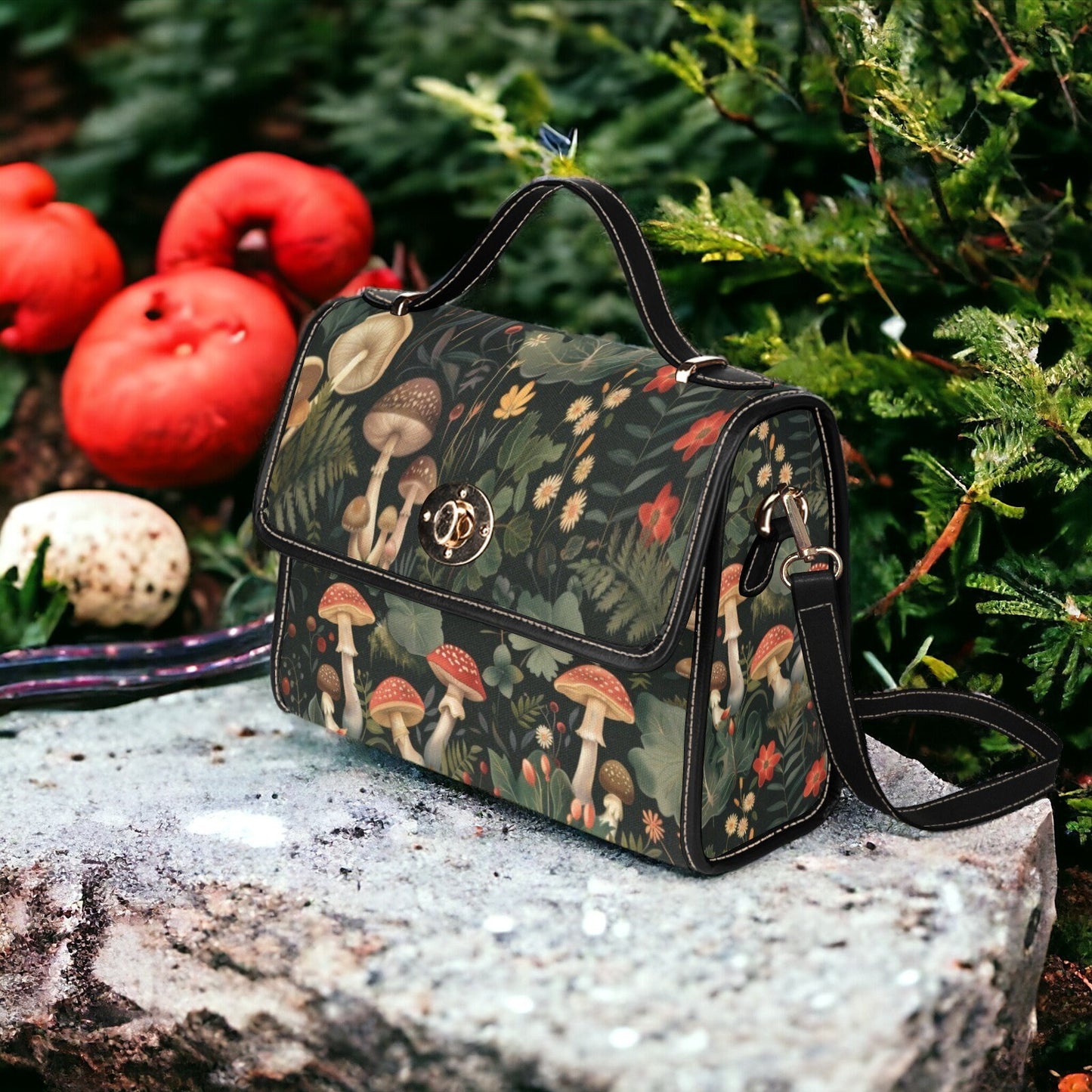 Canvas Crossbody Bag, Mushroom Gifts, Crossbody Purse, Small Crossbody Bag, Women Cute Lunch Bag, School Bag Shoulder, Unique Purse
