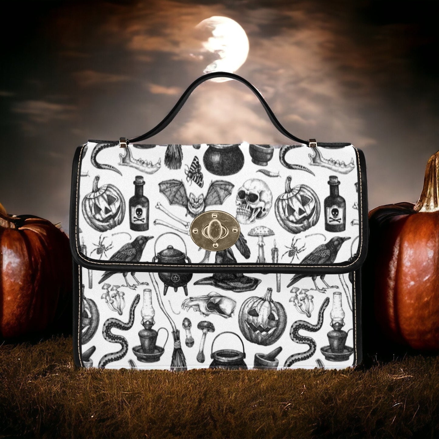 Canvas Bag, Halloween Bag, October Outfit, Crossbody Bag, Pumpkin Spice, Gift for Witchy Lovers, Cute Purse, Satchel Bag
