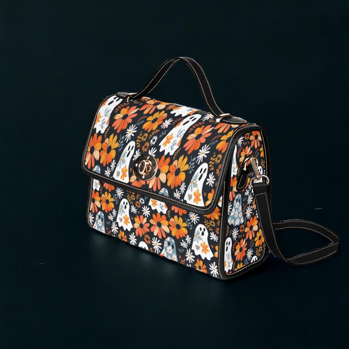 Satchel, Canvas Bag, Cute Ghost, Halloween Bag, October, Crossbody Bag, Pumpkin Spice, Gift for Fall Lovers, Unique Purse for Women