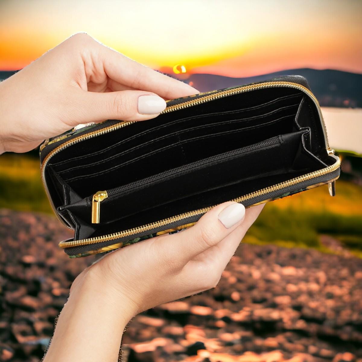 Cute Wallet, Slim Wallet, Fall Wallet, Gift For Autumn Lover, Marigold Wallet for Wallet, Travel Wallet, Vegan Leather Accessory, Boho