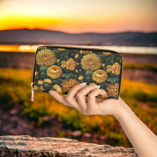 Cute Wallet, Slim Wallet, Fall Wallet, Gift For Autumn Lover, Marigold Wallet for Wallet, Travel Wallet, Vegan Leather Accessory, Boho