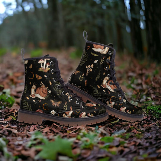 Combat Boots, Snails, Vegan Leather Combat Boots, Witchy Magic, Boots Boho, Witch Boots, Boho Festival Wear, Faux Leather Boot Forest Witch