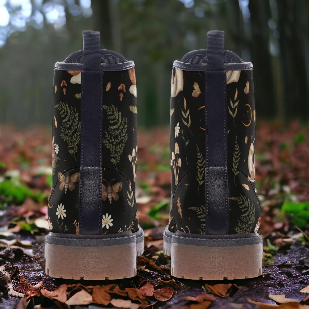 Combat Boots, Snails, Vegan Leather Combat Boots, Witchy Magic, Boots Boho, Witch Boots, Boho Festival Wear, Faux Leather Boot Forest Witch