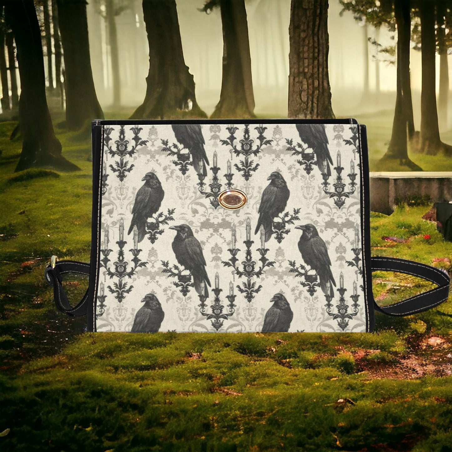 Canvas Bag, Crow Bag, Halloween Bag, October, Crossbody Bag, Pumpkin Spice, Gift for Fall Lovers, Goth Bag, Purse for Gothics