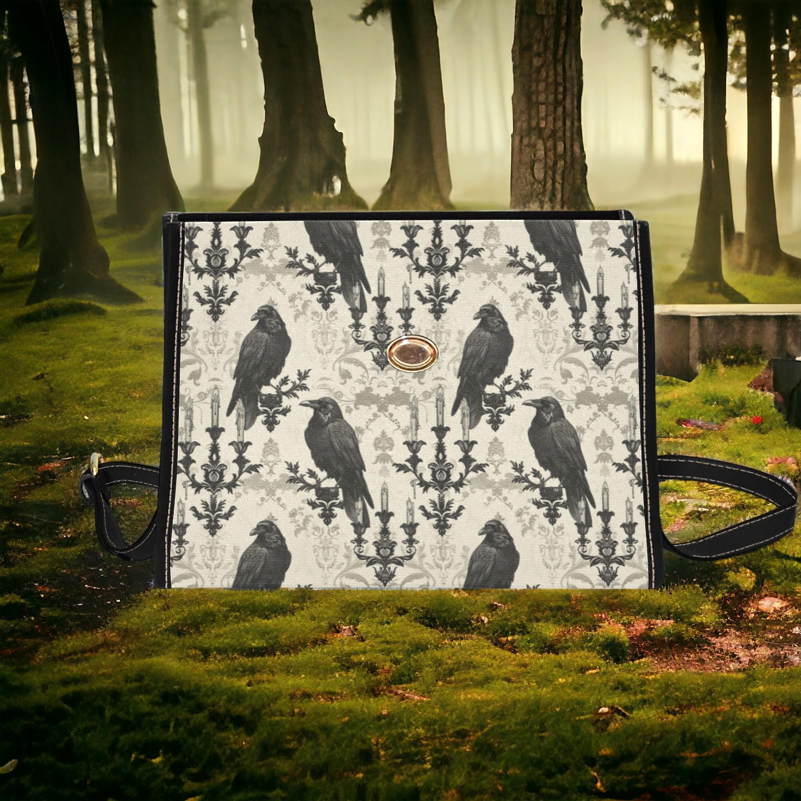 Canvas Bag, Crow Bag, Halloween Bag, October, Crossbody Bag, Pumpkin Spice, Gift for Fall Lovers, Goth Bag, Purse for Gothics