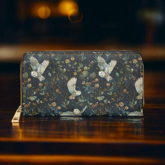 Cute Wallet, Slim Wallet, Winter Wallet, Gift For Owl Lover, Owl Wallet for Women, Travel Wallet, Vegan Leather Accessory, Boho, Cottagecore