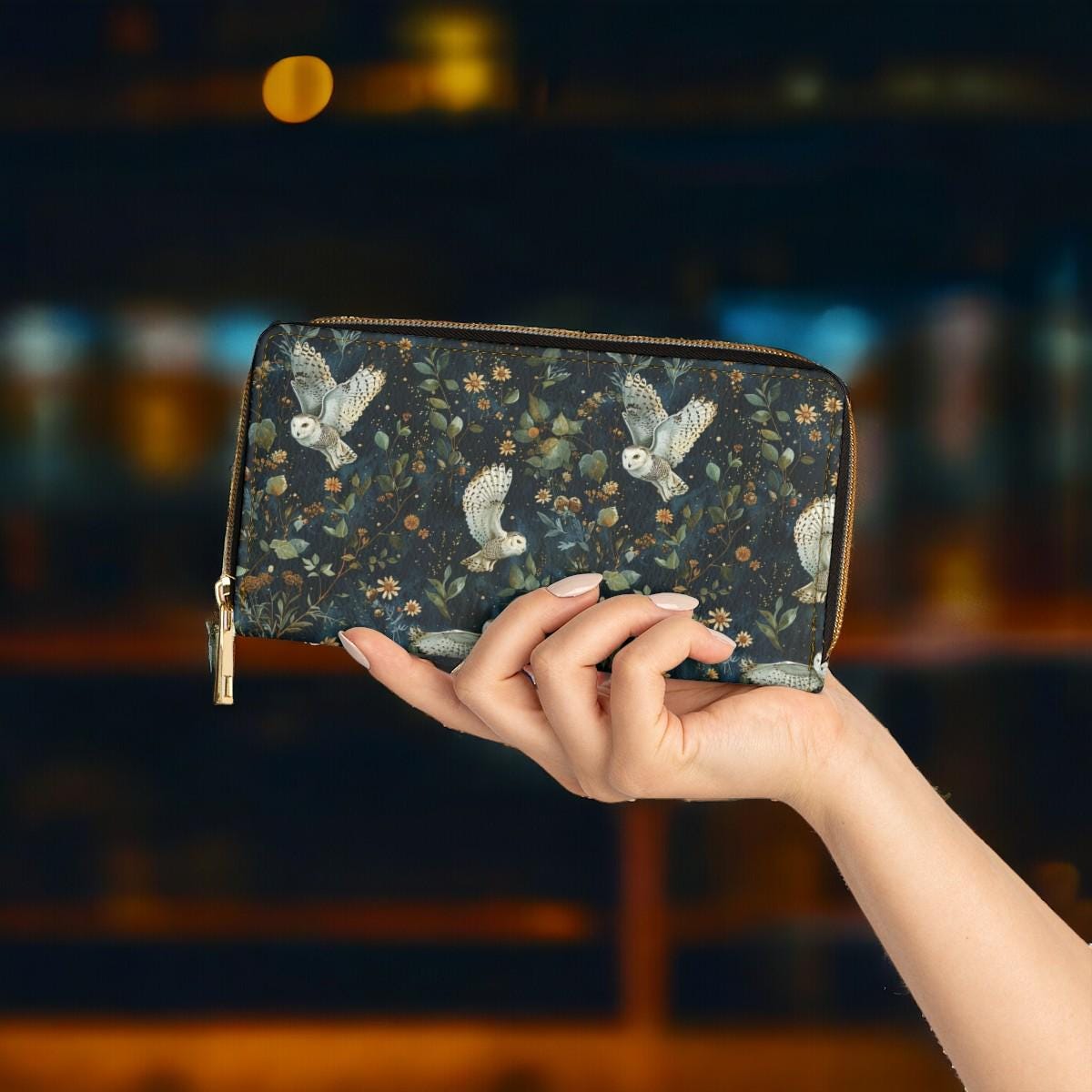 Cute Wallet, Slim Wallet, Winter Wallet, Gift For Owl Lover, Owl Wallet for Women, Travel Wallet, Vegan Leather Accessory, Boho, Cottagecore