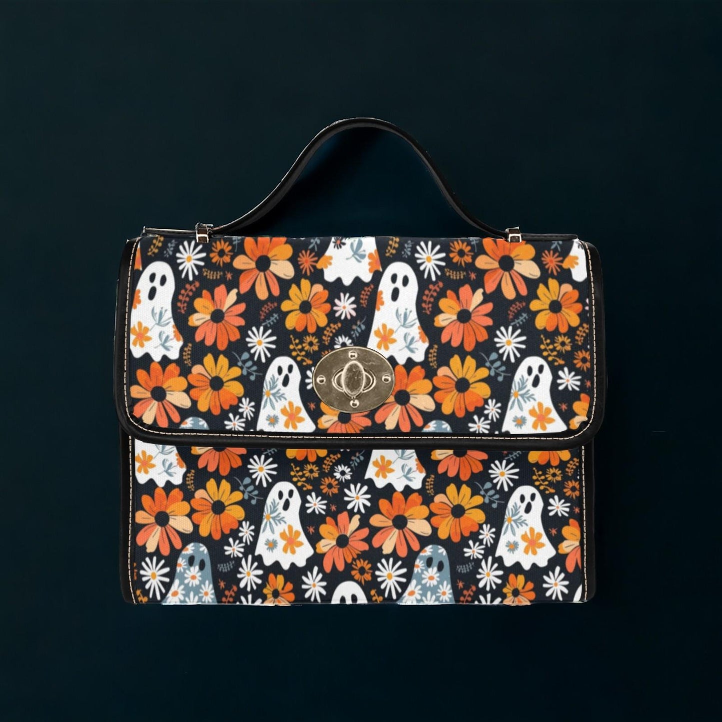 Satchel, Canvas Bag, Cute Ghost, Halloween Bag, October, Crossbody Bag, Pumpkin Spice, Gift for Fall Lovers, Unique Purse for Women