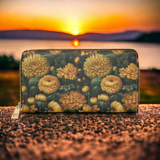 Cute Wallet, Slim Wallet, Fall Wallet, Gift For Autumn Lover, Marigold Wallet for Wallet, Travel Wallet, Vegan Leather Accessory, Boho
