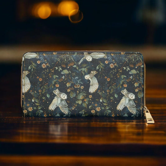 Cute Wallet, Slim Wallet, Winter Wallet, Gift For Owl Lover, Owl Wallet for Women, Travel Wallet, Vegan Leather Accessory, Boho, Cottagecore