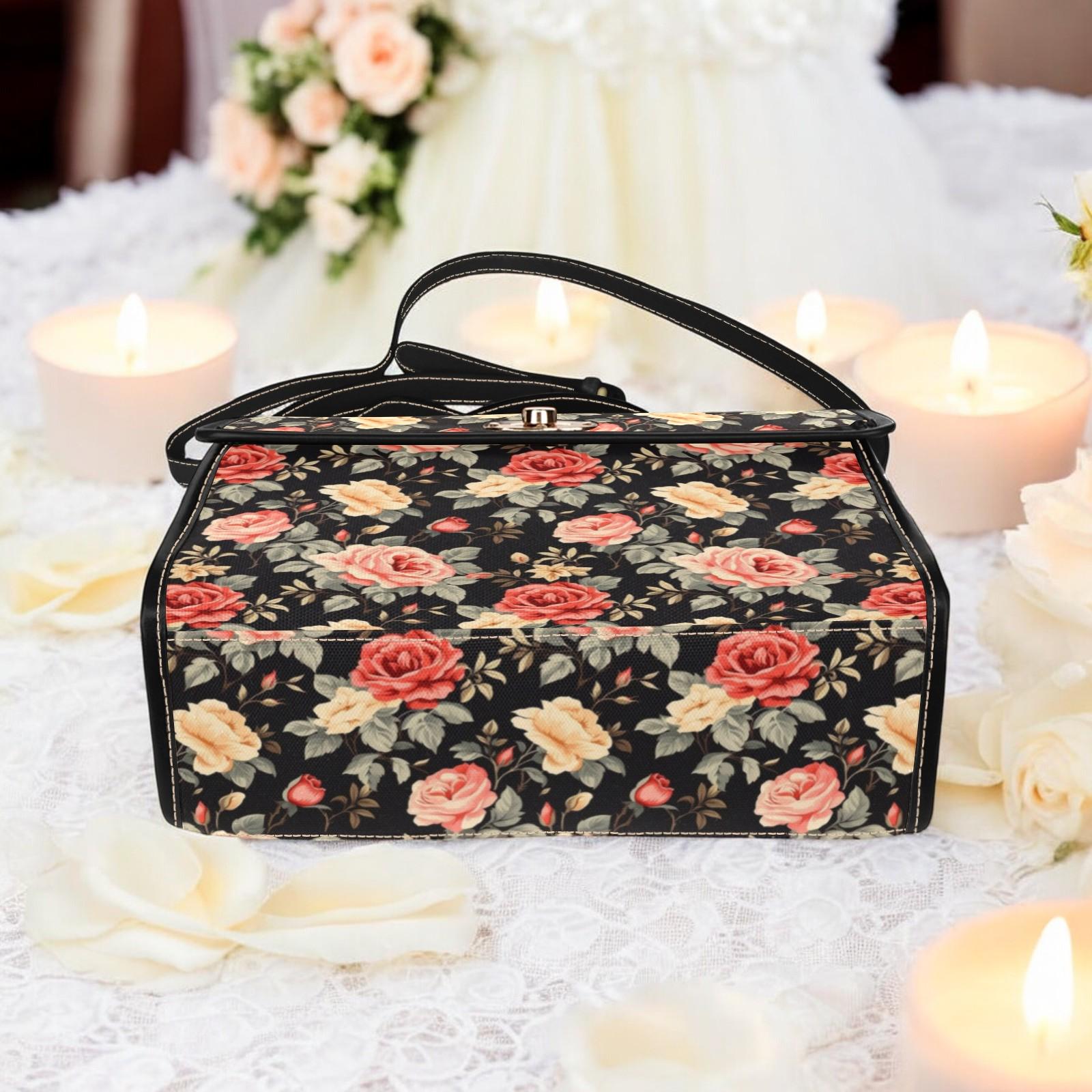 Vintage Roses Dark Floral Cross-Body Saddle Bag, Dark Cottagecore Boho Handbag, Whimsigoth Roses Purse, Witchy Hippie, Shabby Chic