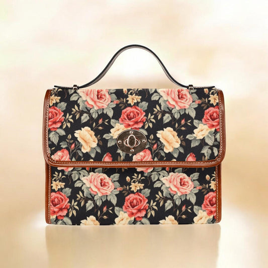 Vintage Roses Dark Floral Cross-Body Saddle Bag, Dark Cottagecore Boho Handbag, Whimsigoth Roses Purse, Witchy Hippie, Shabby Chic
