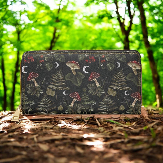 Cute Wallet, Slim Wallet, Wallet Women, Goblincore, Dark Cottagecore, Leather Card Holder, Slim Wallet, Women Wallet, Mushroom Gifts