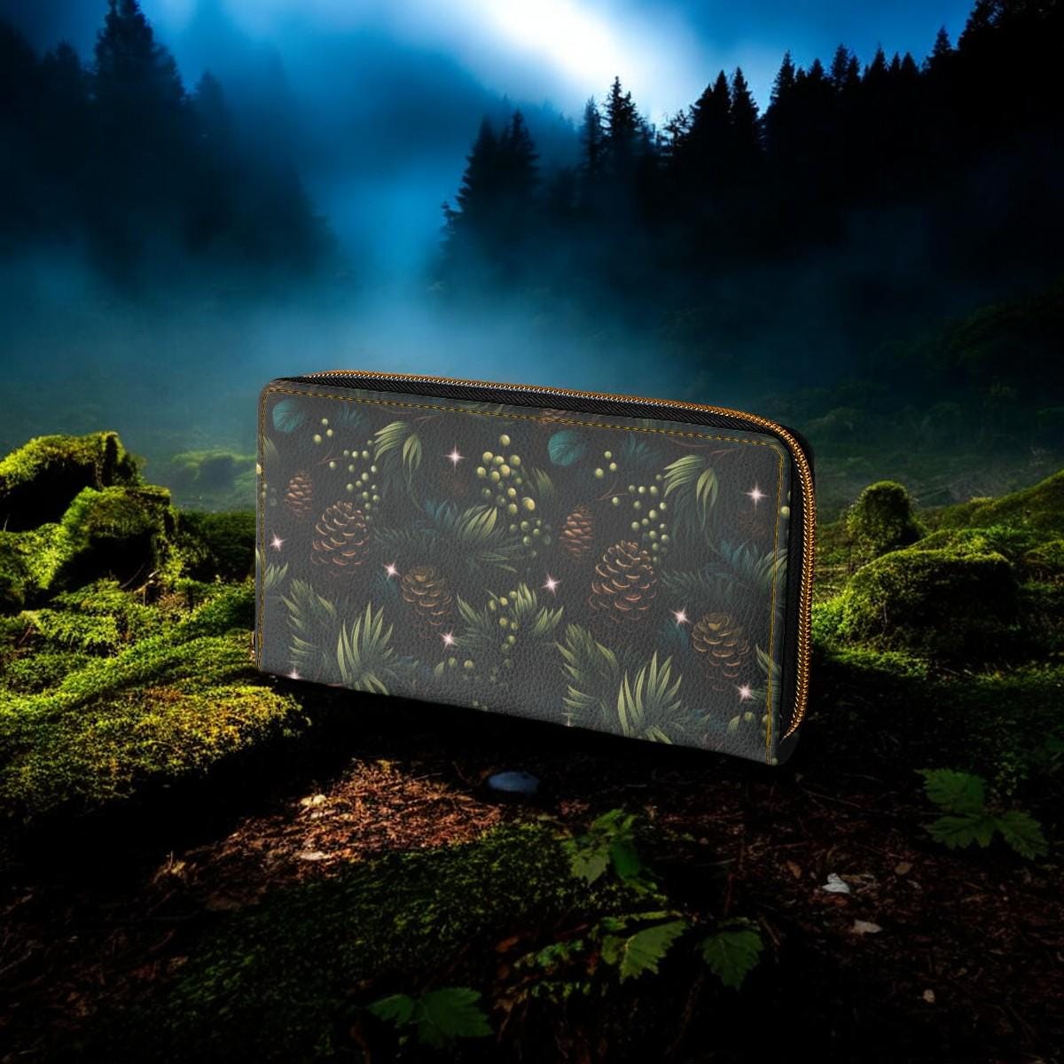 Cute Wallet, Slim Wallet, Winter Wallet, Gift For Deer Lover, Wallet for Women, Travel Wallet, Vegan Leather Accessory, Boho, Forestcore