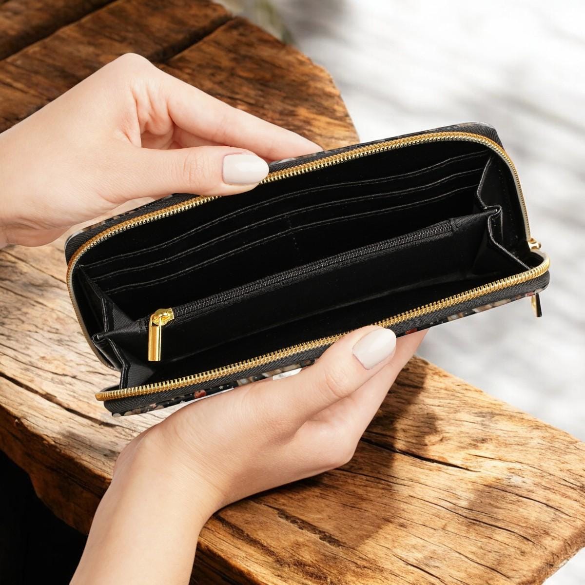 Cute Wallet, Slim Wallet, Winter Wallet, Gift For Deer Lover, Wallet for Women, Travel Wallet, Vegan Leather Accessory, Boho, Cottagecore