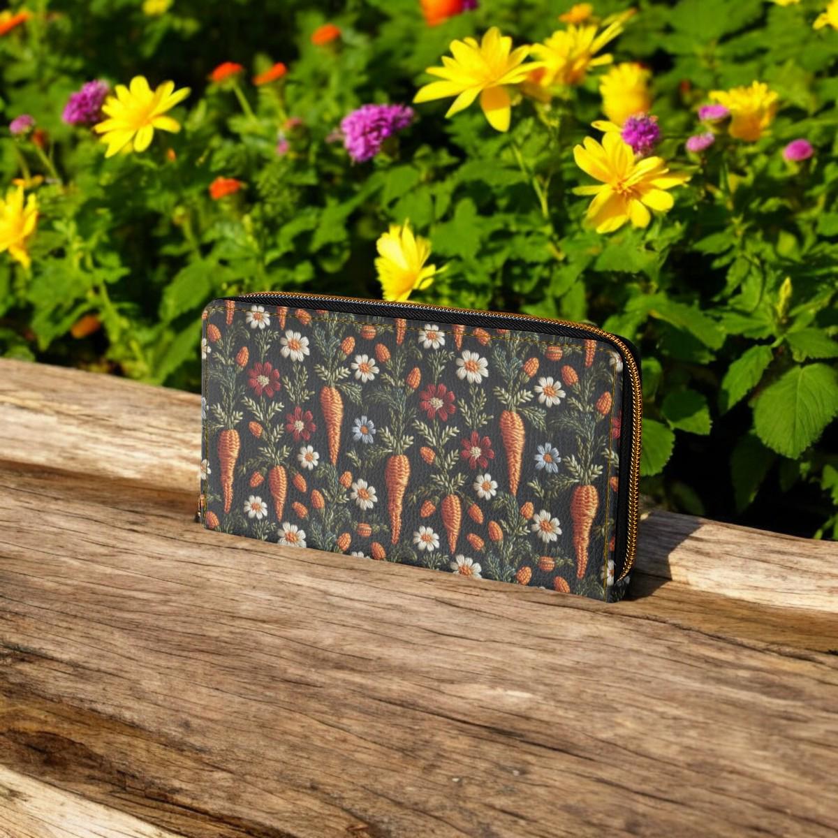 Faux Embroidered Easter Wallet, Carrot Wallet, Slim Wallet, Small Wallet, Minimalist Wallet, Womens Wallet, Women Wallet, Wallet Women Cute