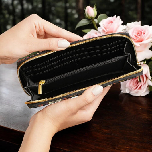 Butterfly Wallet, Dark Academia Wallet Goblincore Zip Up Wallet Dark Cottagecore Gift for Witchy Lovers Vegan Wallet Women Travel Floral