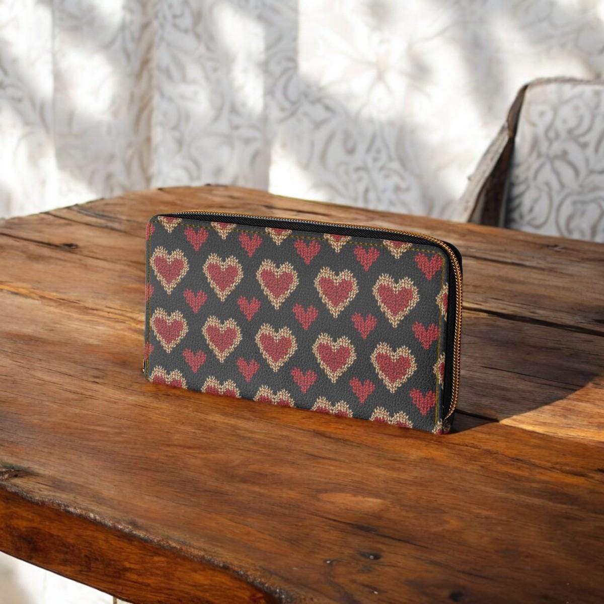 Valentine's Wallet, Slim Wallet, Small Wallet, Minimalist Wallet, Womens Wallet, Women Wallet, Valentines Keepsake, Faux Knit