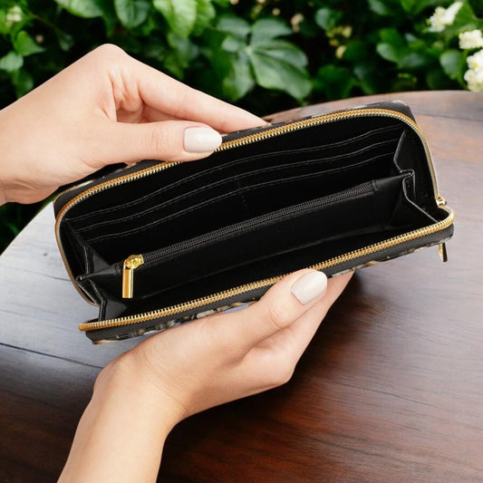 Snake Wallet, Dark Academia Wallet Goblincore Zip Up Wallet Dark Cottagecore Gift for Witchy Lovers Vegan Leather Wallet Women Travel Floral