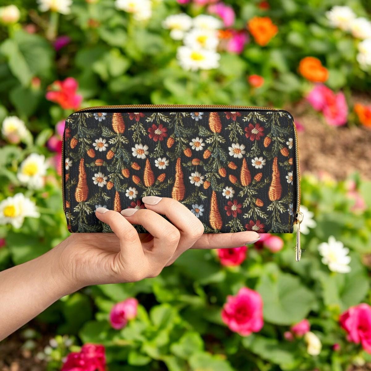 Faux Embroidered Easter Wallet, Carrot Wallet, Slim Wallet, Small Wallet, Minimalist Wallet, Womens Wallet, Women Wallet, Wallet Women Cute